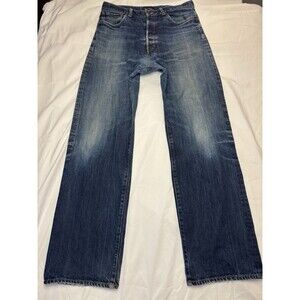Nom De Guerre Straight Blue Jeans Selvedge Japanese Denim Mens 33x32 Repaired